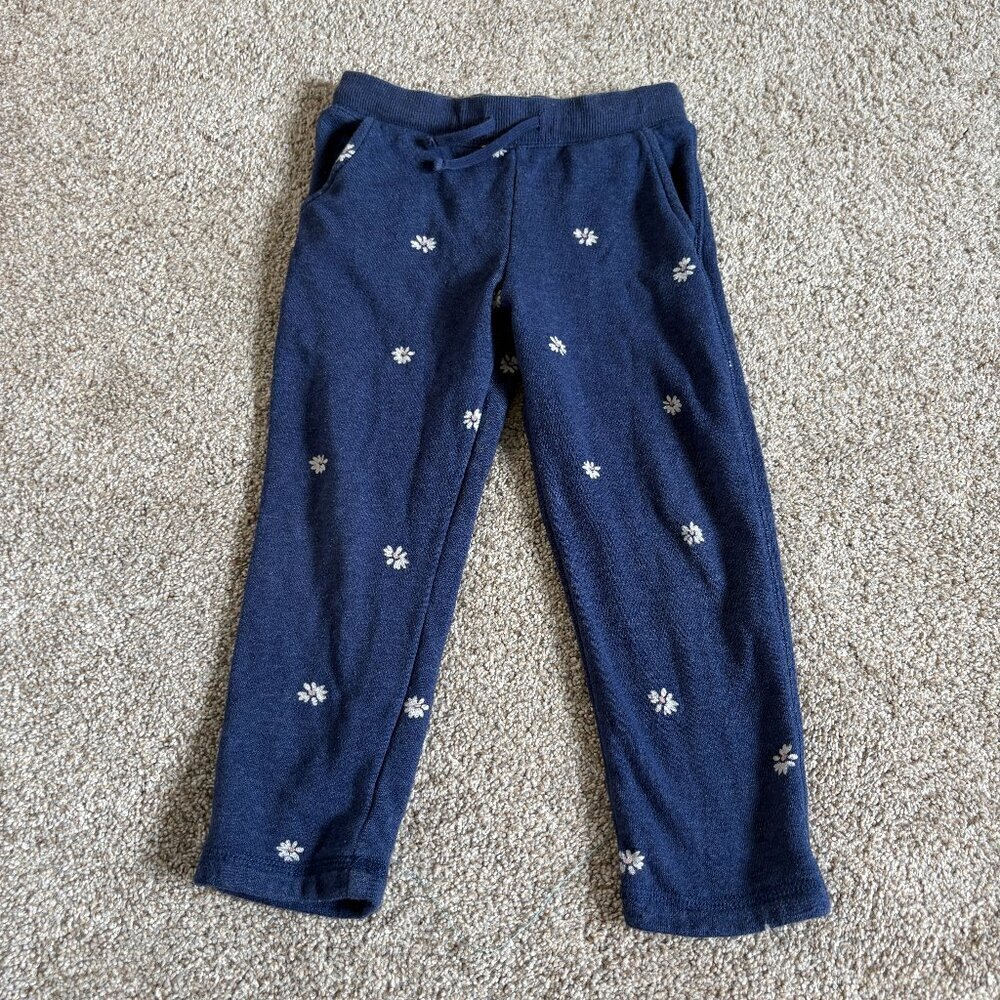 Gap Navy Blue floral sweatpants joggers Toddler Girls Size 4T